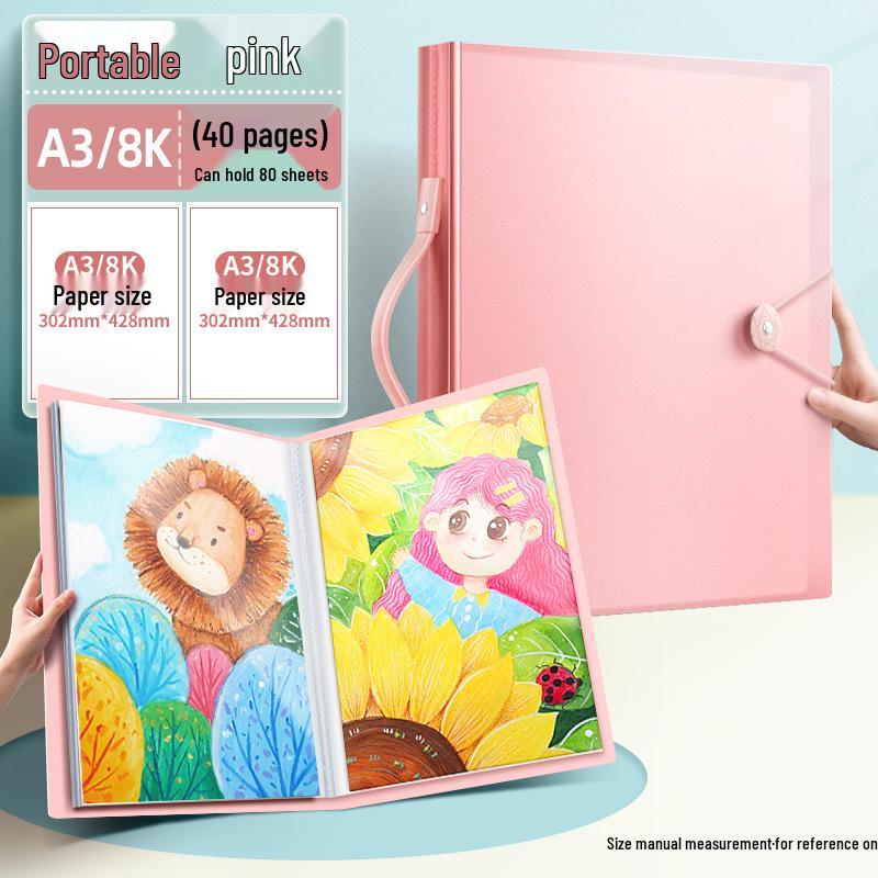 A3 Children's Art Portfolio: 8K Volume for Paintings, Certificates & Drawings