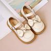 Moda Bambini Scarpe in Pelle da Ragazza Versatile Fiocco Semplice Antiscivolo Scarpe Casual per Bambini Mocassini Stile Coreano Ballerine con Abbinamento Colori