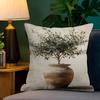 Chic Olive Tree In Vase Canvas Art Pillow Cushion Cover Pillowcase Living Room Sofa Home Decor Customized