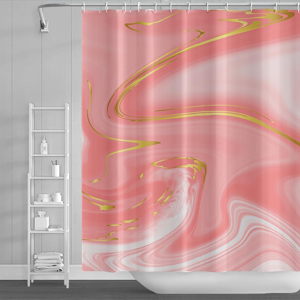 Мраморные занавески для душа с 3D принтом для ванной комнаты, мраморные занавески для ванной с золотыми прожилками, водостойкий чехол для купания из полиэстера с крючками