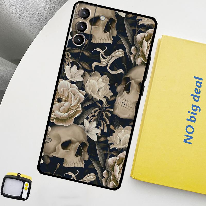 Готический Цветочный Череп Чехол Для Samsung Galaxy S23 Ultra S22 S21 S20 FE Note 20 Ultra S8 S9 S10 Note 10 Plus Чехол Galaxy S21 FE