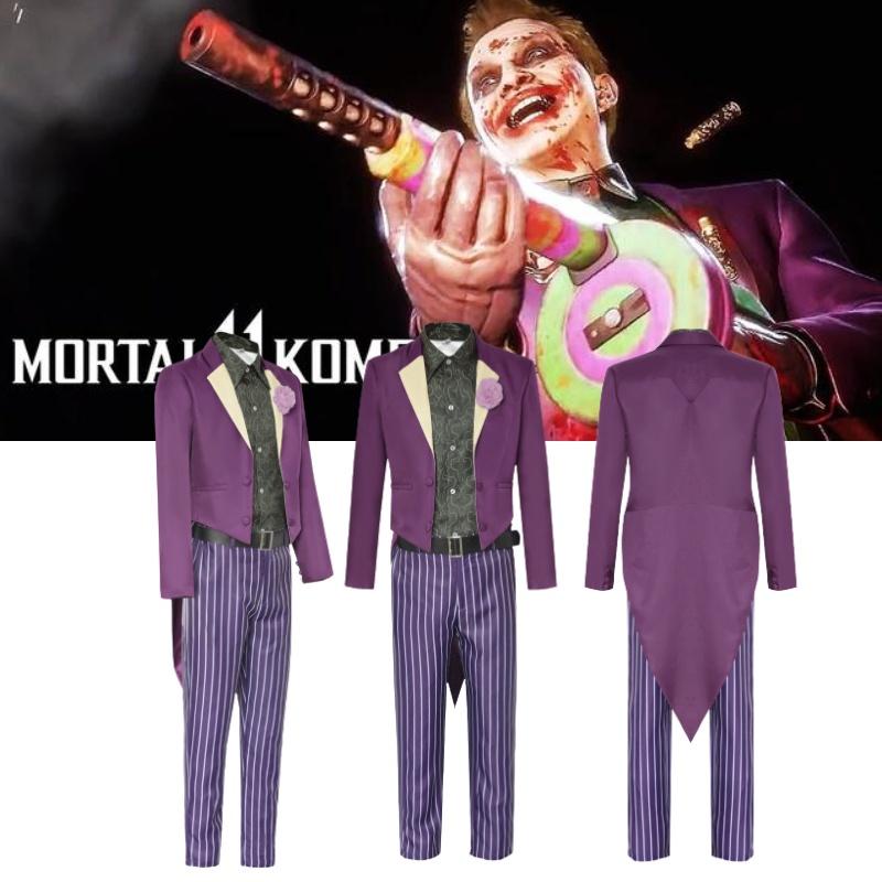 High-quality Polyester Mortal Kombat 11 Joker Cosplay Outfit Full Set For Comic Con And Costume Parties
