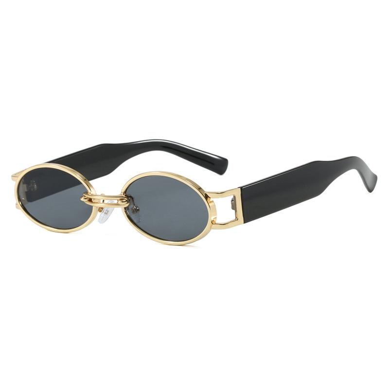 Ins New Retro Oval Classic Punk Women Sunglasses UV400 Luxury Brand Hollow Frame Design Men Street Shoot Vacation Gafas De Sol