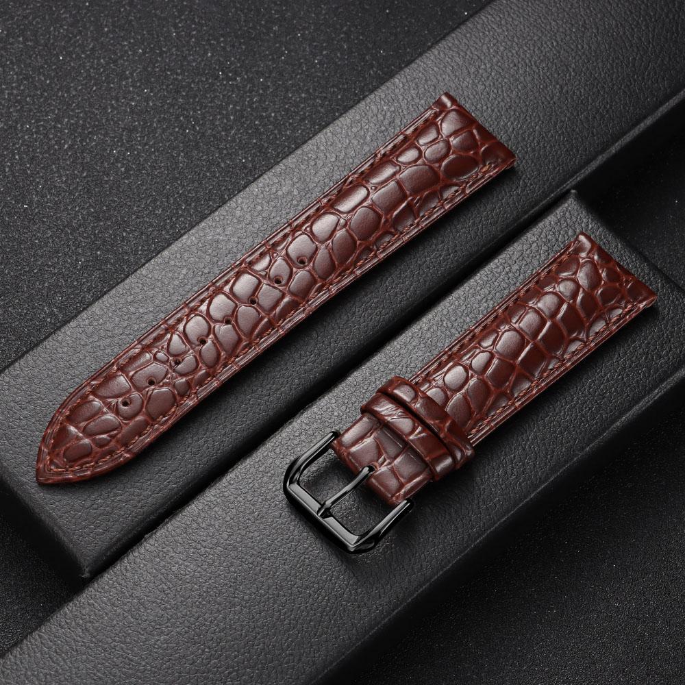 Crocodile Pattern Design Leather Watch Strap 16mm 18mm 19mm 20mm 21mm 22mm Universal Watchbands Casual Business Wristwatch Band