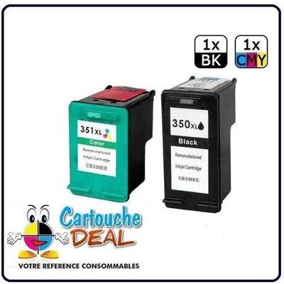 Lot De 2 Cartouches - CARTOUCHE DEAL - Compatible HP 350XL 351XL - Noir - Grande Capacité - 34ml 15ml
