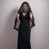 Black Lace Halloween Bride Lace Mantilla Bridal Wedding Veil Head Covering Scarf