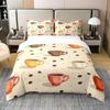 Lovely Bohemian Style Cup Shaped Tea Party Soft Duvet Cover Quen Sized Dimensions Children Kids Rom Decor Watercolor Cofe Beding Cup 3 Piece Set