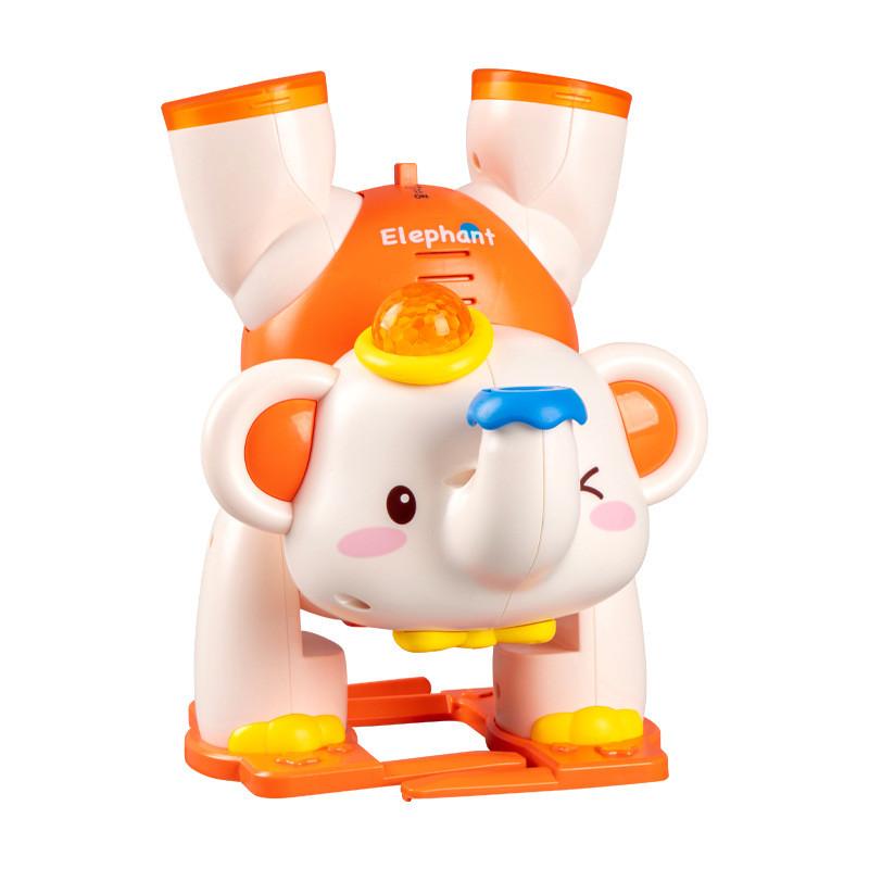 Электрический Звук Свет Перевернутый Слоненок с Музыкой для Развития Ползания и Сенсорной Игры оранжевый