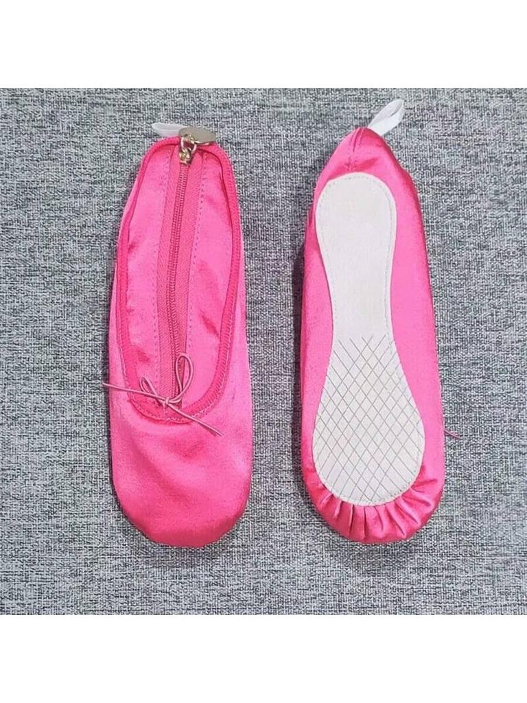 1pc Vintage French Style Ballet Shoes Shaped Handmade Pencil Case Makeup Pouch,Portable Exquisite Multifunctional Storage Bag