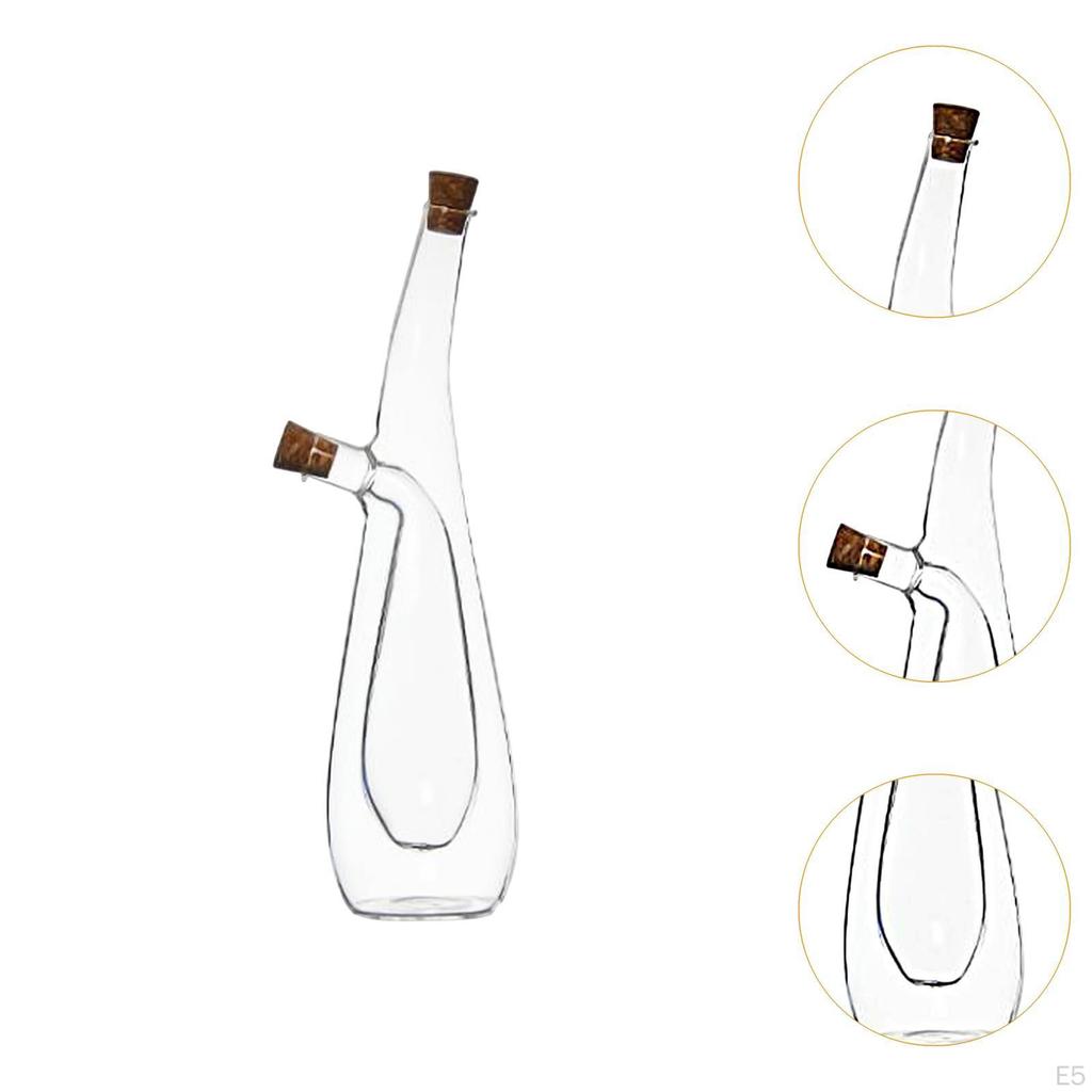 Oil and Vinegar Dispenser ,Glass Bottle, Cruet Bottle,2 In 1 for Kitchen Cooking