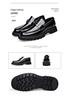 Men's Extra Large Leather Slip-On Business Casual Shoes with Thick Sole and Fashion Buckle