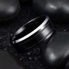 Fashion 8mm Black Stainless Steel Rings For Men Double Groove Beveled Edge Men Engagement Ring Wedding Anniversary Jewelry Gifts