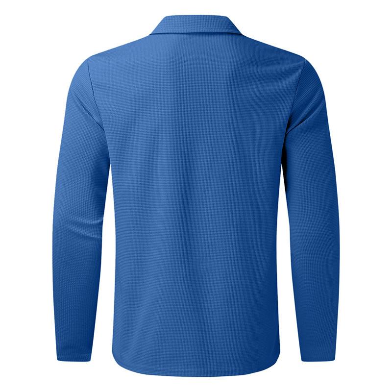 Men Waffle Long Sleeve Turn Down Collar Zipper Cardigan Casual Sports Two Piece Set