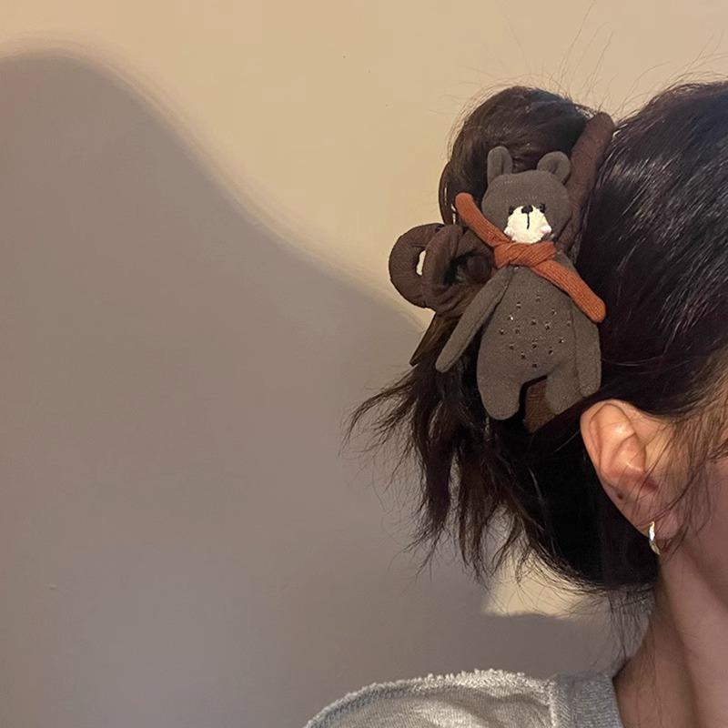 Cute Animal Hair Claw High End Ab Face Cartoon Cloth Doll Scarf Bear Shark Clips for Women Girl Kawaii Hairpins Hair Accessories