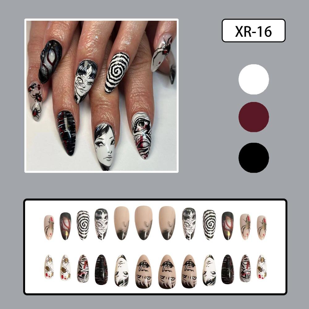 Wearable Manicure Almond Fake Nails Spring Press On Nails Detachable 3D Long Fake Nails Girl