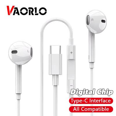 VAORLO Digital Type-C Wired Earphones All Compatible For Iphone 15 Samsung Xiaomi Huawei 3.5MM Super Bass Stereo Headphone Sport Headset
