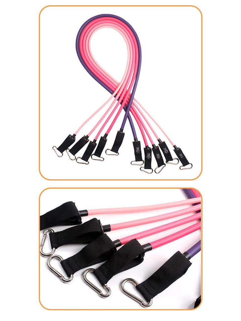 Set de 11 Benzi de Rezistență Roz pentru Yoga Femei - Benzi Elastice de 100 lbs pentru Antrenament Multifuncțional Acasă