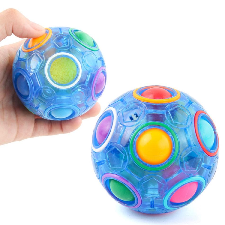 Creative Unique Magic Rainbow Ball Puzzle Relieving Toys 12 Hole Rainbow Ball Press Fun Ball Anti Anxiety Stress Relieving Toys