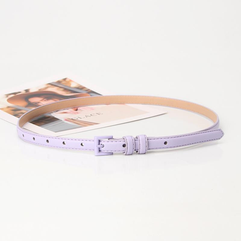 All-match Candy Color Small Women's Waistband High-end Thin Good-looking Belt with Alloy Pin Buckle Decoration for Dress Pants