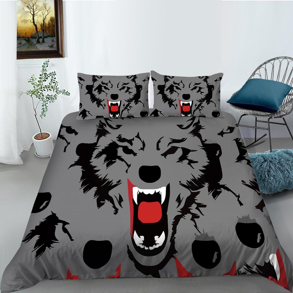 Shopify Bettwäsche Zwei- oder Dreiteilig Digitaldruck Polyester Wolfsserie