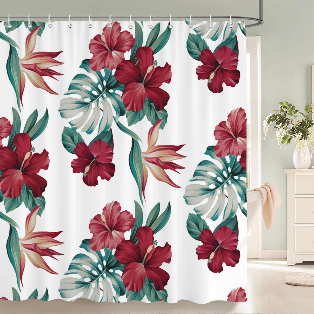 3D Flower Sunflower Plant Leaf Printed Shower Curtains Bathroom Curtain Frabic Waterproof Polyester Bathtub Screen With 12 Hooks