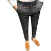 Men's Slim Fit Spring Plaid Trousers - Korean & British Style Nine-Point Pants