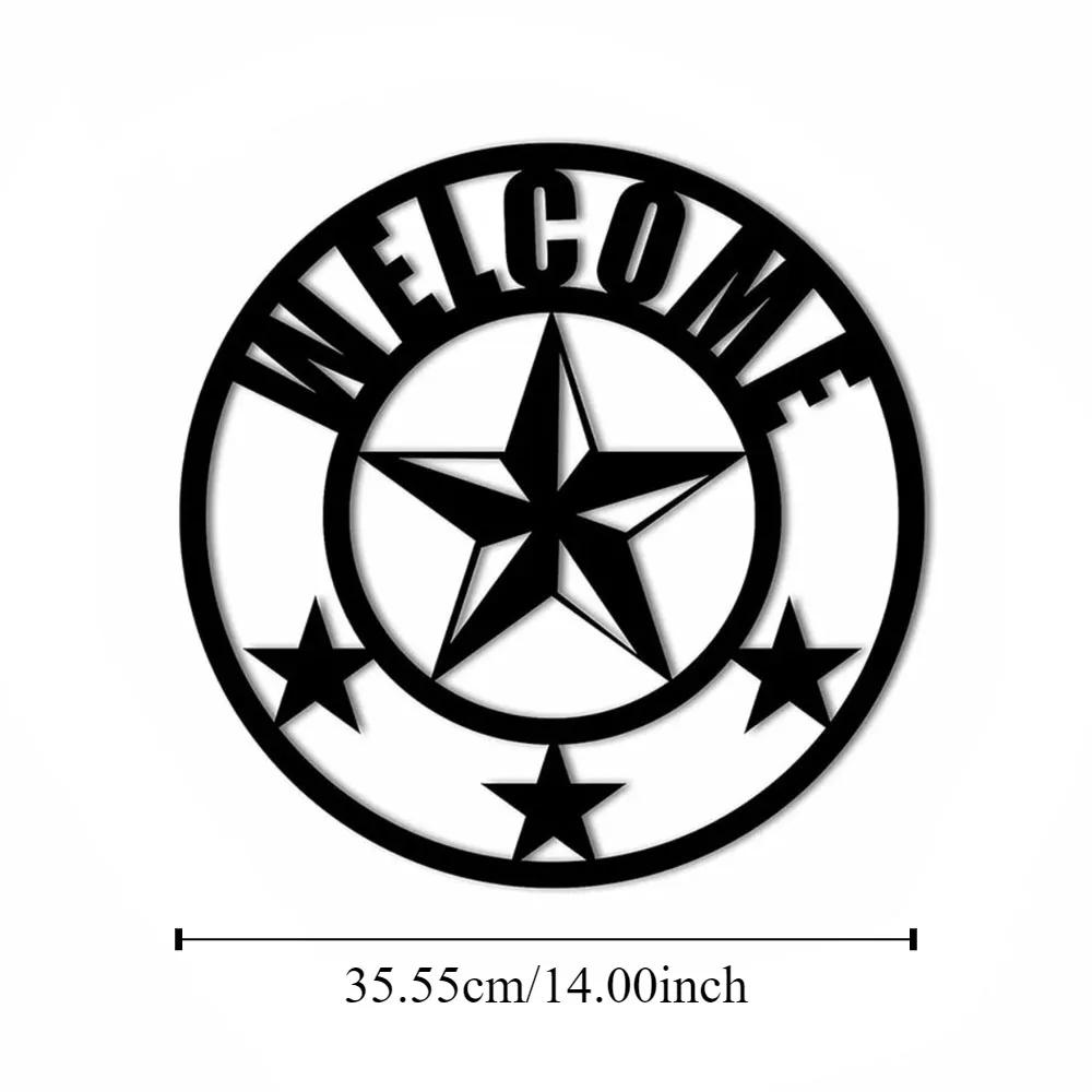 

Новый круглый знак «Приветствуй звезду» Декоративный настенный знак из металла, идеально подходящий для придания шарма и стиля интерьеру вашего дома светло-зеленый