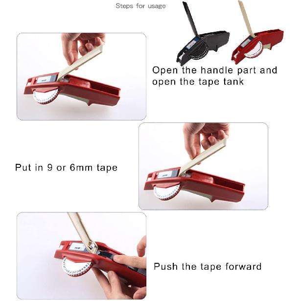 Asixxsix Embossing Label Maker, Handheld Label Maker Machine with 2 Color Tapes One Hand Protable Manual 3D Embossing Printer Labeler Machine for DIY
