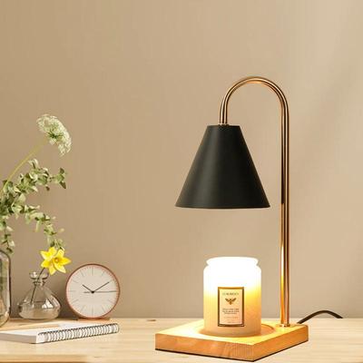 Flameless Aroma Wax Melter Lamp with Timer - Dimmable Wood Art Table Lamp for Bedroom