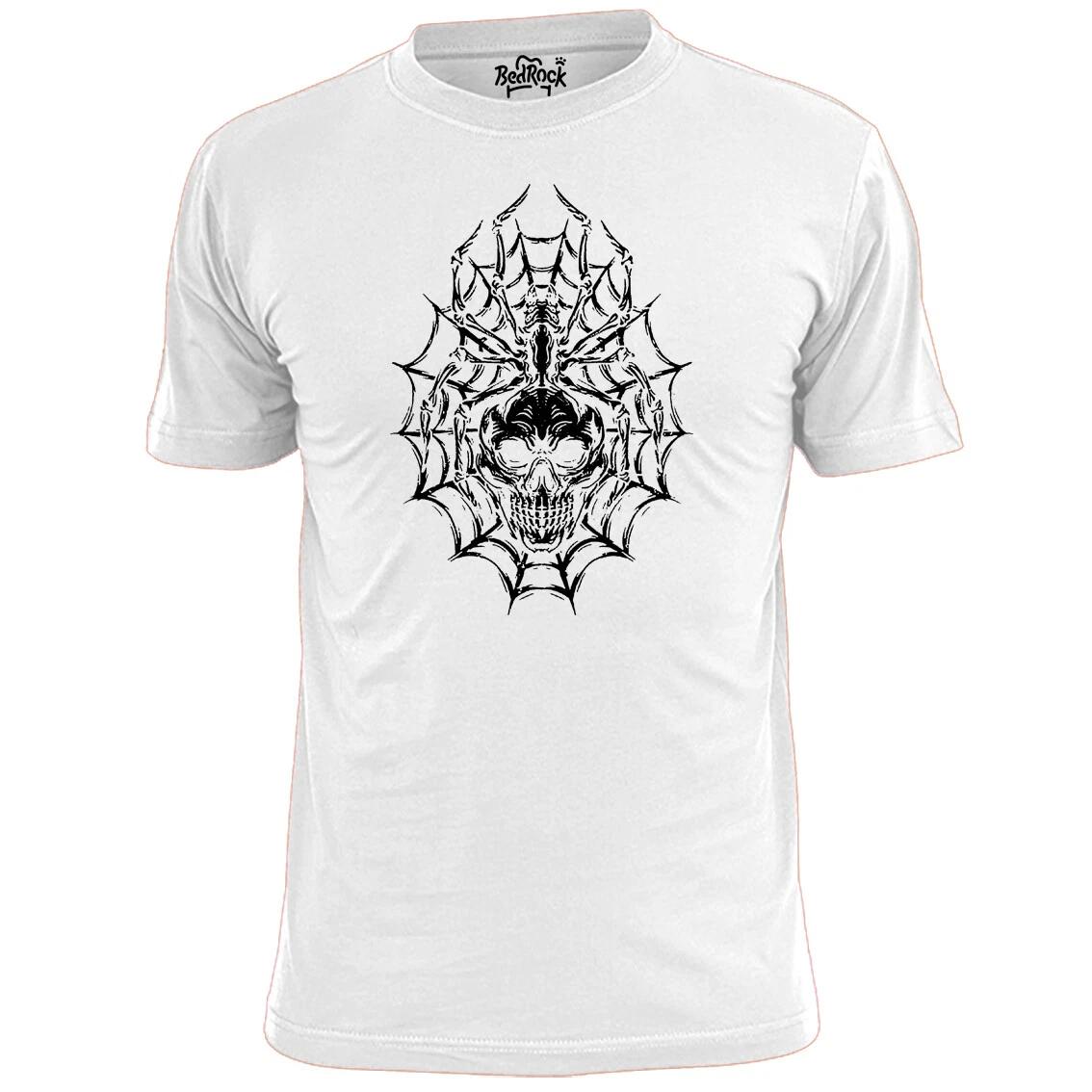 Mens Spider Web Skull T shirt Art Tattoo L