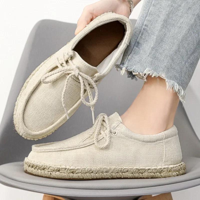 Men's Espadrilles Male Breathable Canvas Casual Shoes Men Walking Sneakers Father Jogging Shoes Hand Made Men's Flats Shoes Men