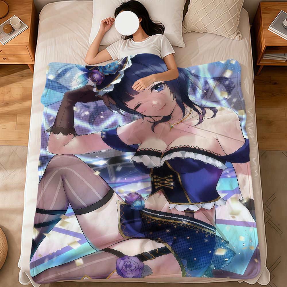 anime art cute girl a-asaka karin soft warm plush blanket for dormitory sofa living room pet hogar bedroom gift nap home Flannel