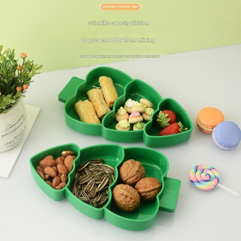 Christmas Tree Compartment Plate Durable PP Storage Dish For Holiday Party Organization HX6C