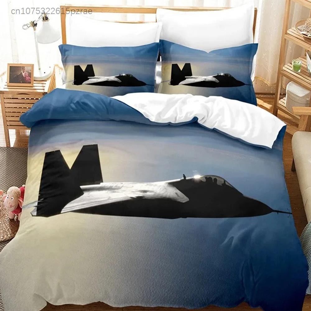 Fighter Fire King Queen Full Duvet Cover Cool Airplane Bedding Set Military Fans Quilt Cover Red Black Polyester Comforter Cover