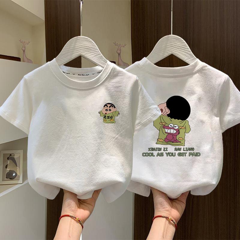 Short sleeved T-shirt for children in summer, cute cartoon print for boys and girls