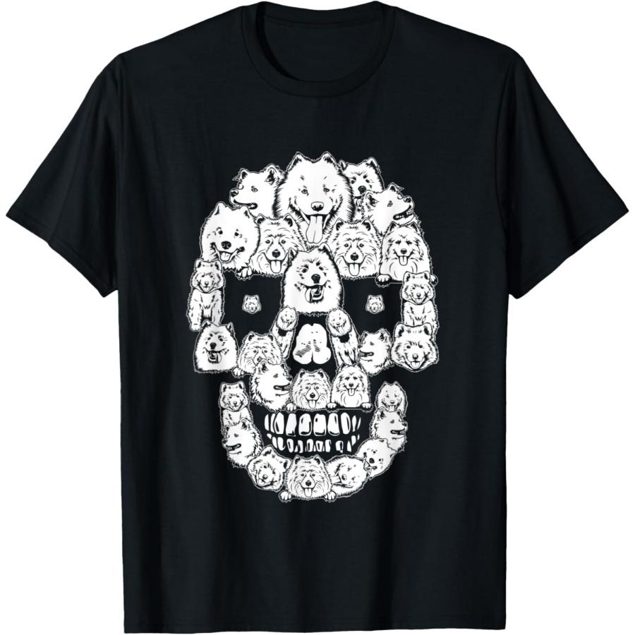 

Funny Samoyed Skull Dog Skeleton Halloween T-Shirt XXXXXL чёрный