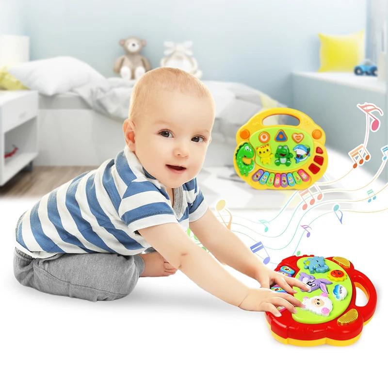 Klaviertastaturspiel für Kinder mit Cartoon-Motiv und Tiergeräuschen, Blinklicht, Musik, Babyinstrument, Musikspielzeug, Lernspielzeug, Kindergeschenke