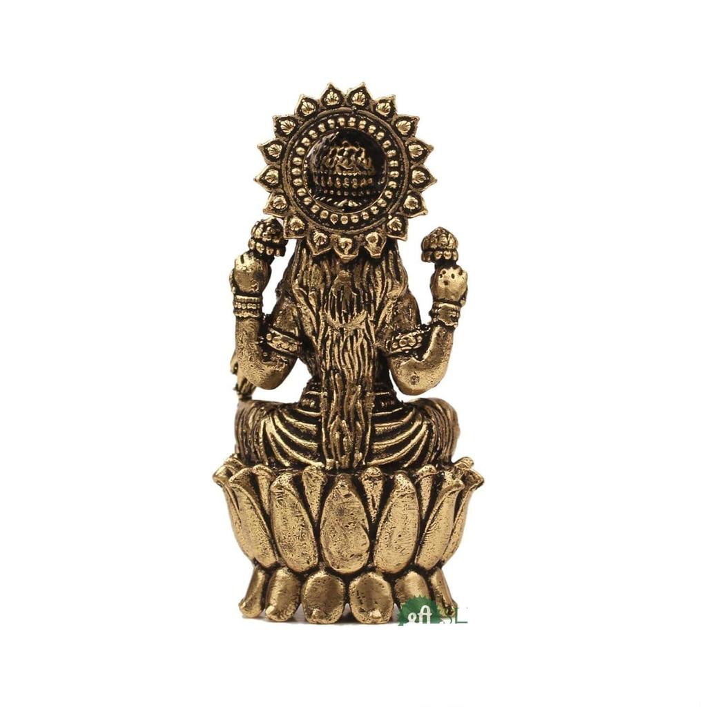 Handgjord Mässing Gudinna Laxmi Staty för Hemtempel | 2,5" Maa Lakshmi Figurin Idol Murti Heligt Symbol för Välstånd | Perfekt för Ritualer & Gåvor