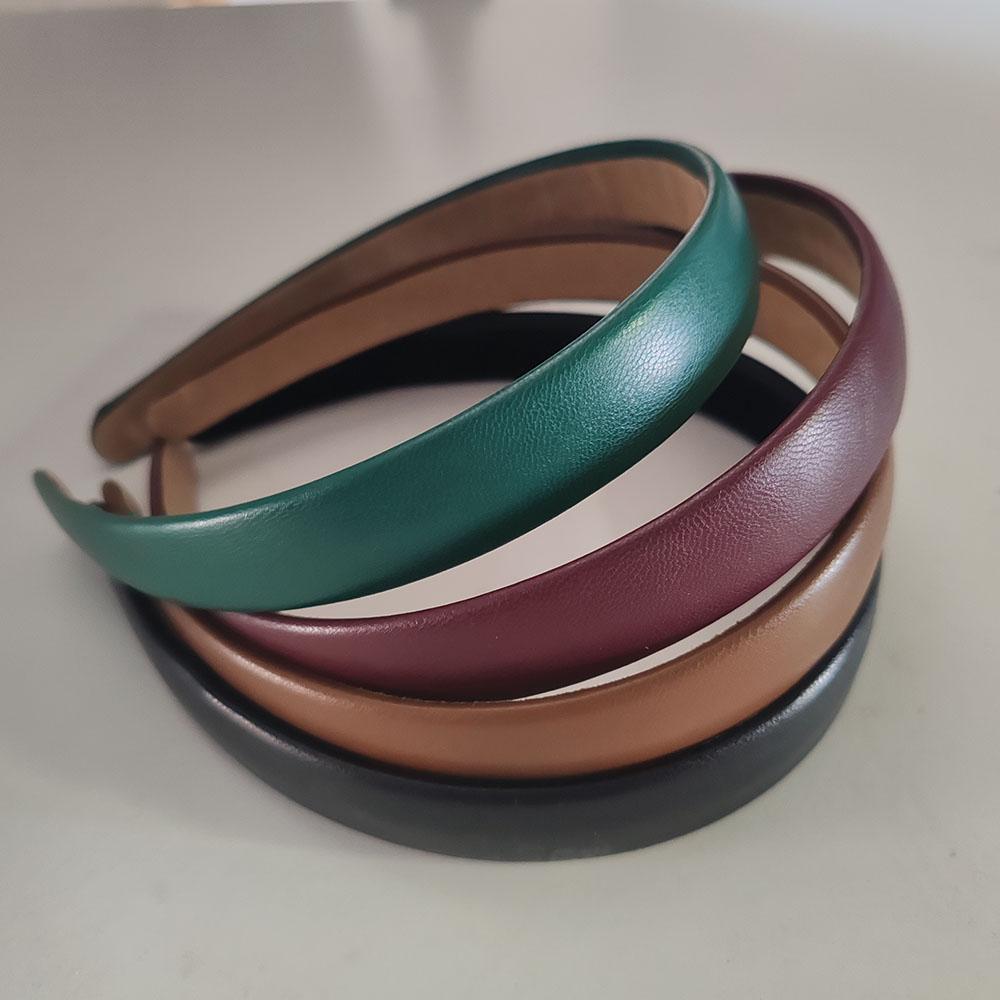 2pc European and American Retro Solid PU Headband Hair Bands Hairband Hoop for Women Girls Holiday Korean Hair Accessories