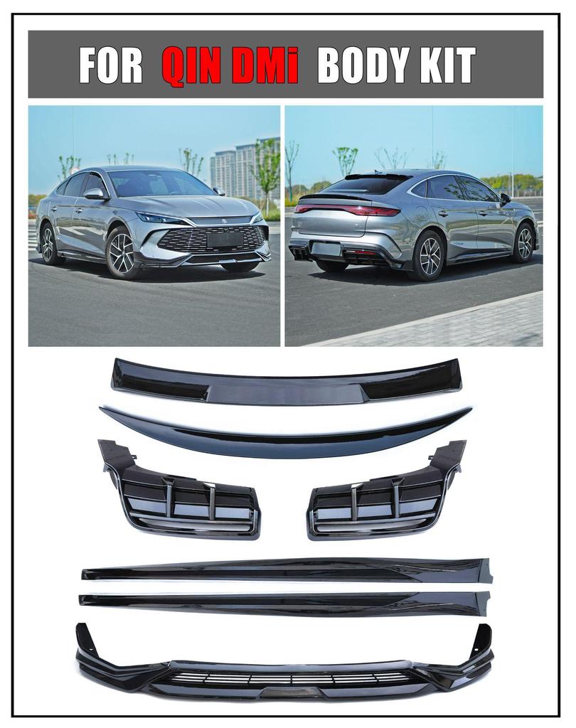 BYD Qin L DMi 24 Body Kit: Side Skirts, Front Bumper, Rear Bumper, Rear and Roof Spoilers.