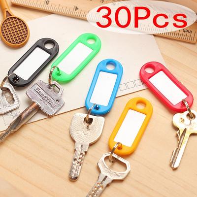 30 gekleurde plastic sleutelhangers bagage-ID-tags etiketten sleutelhangers met naamkaartjes