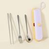 Dopamine Chopsticks Three-piece Set Stainless Steel Fork Dining Utensils Kit  Picnic
