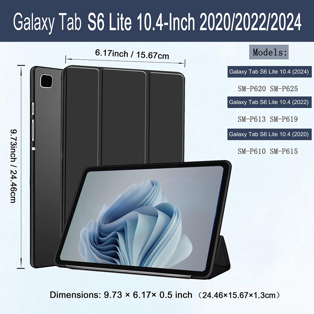 Hülle für Samsung Galaxy Tab S6 Lite 10,4'' // (SM-P620/P610/P613/P615), Magnetische Schlanke Faltständer-Hülle, Weiche Rückseite