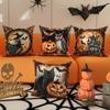 Halloween Decorative Pillowcase, Witch Pumpkin Cat Castle Pattern, Suitable for Home Room Living Room Sofa Cushion Cover