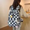 Plaid Cat Print Nylon Schoolbag Large Capacity Backpack High School Student Backpack
