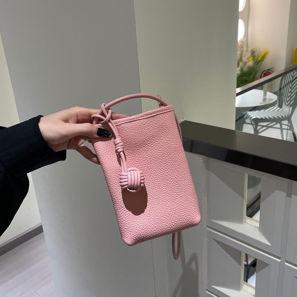 2025 Small Genuine Leather Women Crossbody Bags With Woven Ball Soft First Layer of Cowhide Mini Shoulder Bag Phone Purse Handbag