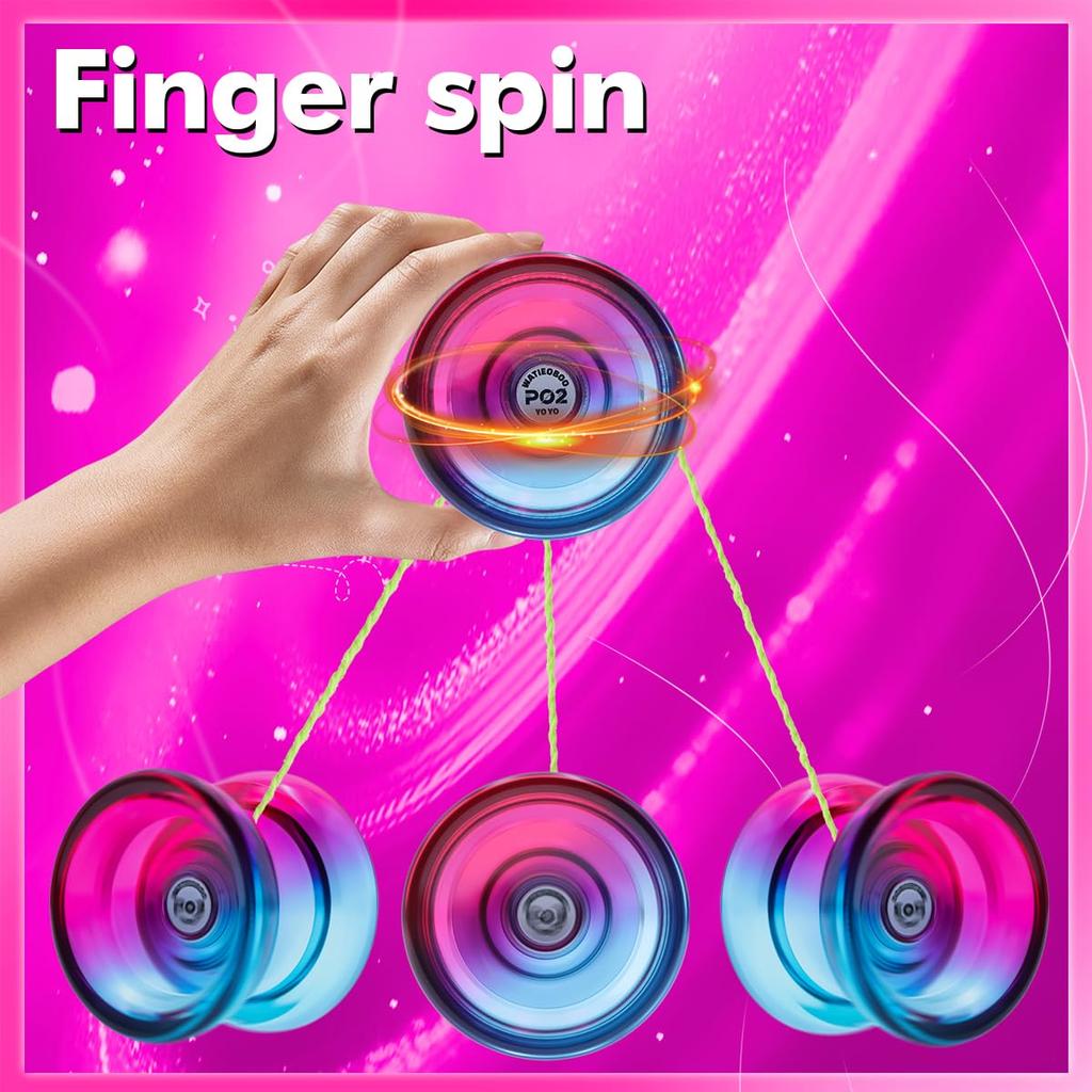 WATIEOBOO P02 Responsive To Suitable for Beginners and Advanced PC Toy Set Yo-Yo 2-Color Set, Non-Responsive Switchable, Adults, Large-Diameter Yo-Yo