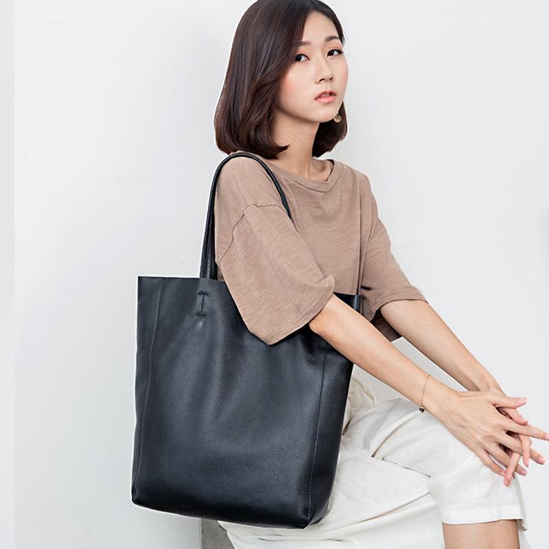 Luxury Brand Designer Genuine Leather Shopping Bag Lady Large Female Totes Bag Fashion Simple Handbags Casual Leather Women Shoper