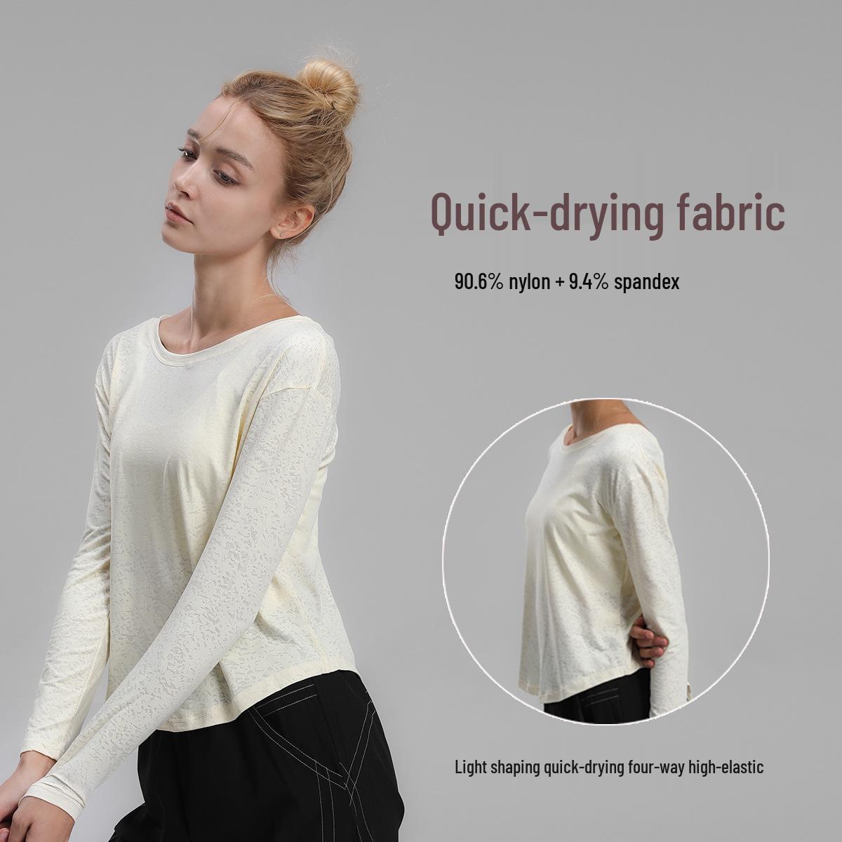 

2025 Женский топ для йоги и бега с длинным рукавом свободного кроя и разрезом сзади Large (60-70 kg)