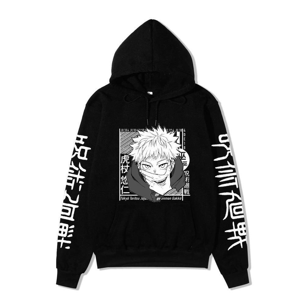 Jujutsu Kaisen Yuji Itadori  Japanese Printed Hooded Sweatshirt Unisex Fleece Warm Hoodie for Men Women Fall Winter Loose Casual Long Sleeve Pullover